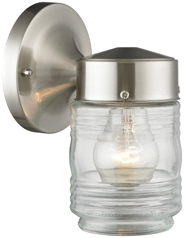 Boston Harbor 4402H-BN Outdoor Wall Lantern, 120 V, 60 W, A19 or CFL Lamp, Steel Fixture, Brushed Nickel