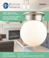Boston Harbor F3015-3375-BN Ceiling Light Fixture, 0.5 A, 120 V, 60 W, 1-Lamp, CFL Lamp, Metal Fixture