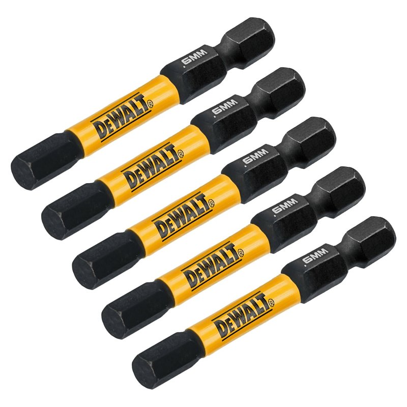 DEWALT DWAF2HX6IR5 Insert Bit, 6 mm Drive, Hex Drive, 1/4 in Shank, Hex Shank, 2-1/4 in L, Steel