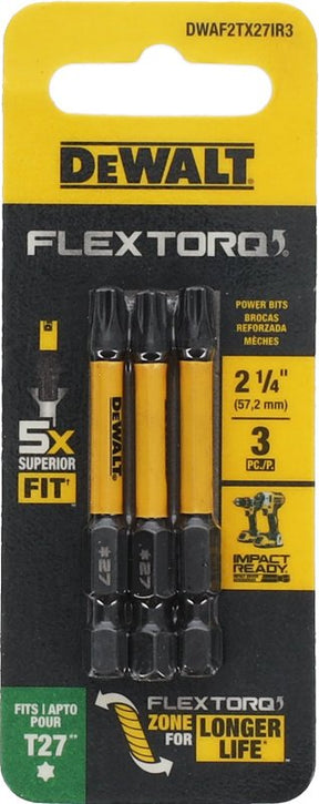 DEWALT DWAF2TX27IR3 Screwdriver Bit, T27 Drive, Torx Drive, 2-1/4 in L