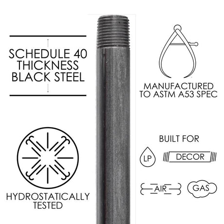 STZ Industries 1/2 in. MIP each X 1/2 in. D MIP Black Steel 12 in. L Nipple