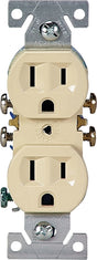 Eaton Wiring Devices 270V Duplex Receptacle, PVC, Ivory, 2-Pole, 15 A, 125 V, Push-in, Side Wiring, NEMA: 5-15R, 3-Wire