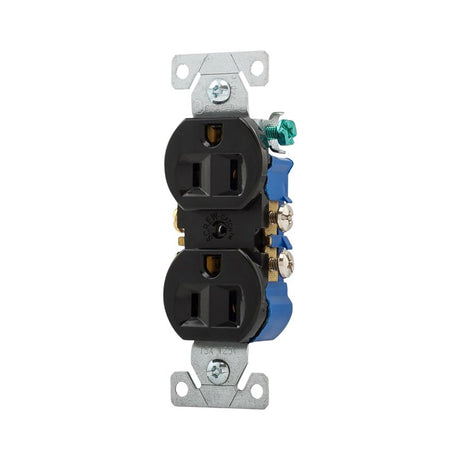 Eaton Wiring Devices 270BLK Standard Residential-Grade Duplex Receptacle, 2-Pole, 15 A, 125 V, NEMA: NEMA 5-15R, Black, Pack of 10