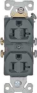 Eaton Wiring Devices 877B-BOX Duplex Receptacle, 2 -Pole, 20 A, 125 V, Side Wiring, Brown
