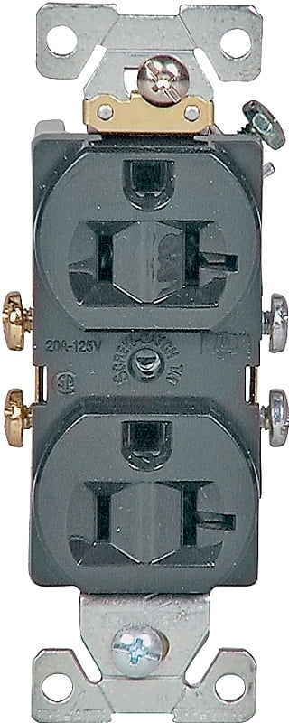 Eaton Wiring Devices 877B-BOX Duplex Receptacle, 2 -Pole, 20 A, 125 V, Side Wiring, Brown