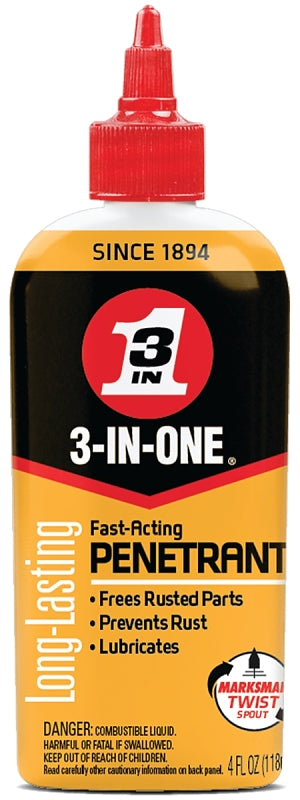 3-In-One 120015 Penetrant Drip Oil, Light Brown, 4 oz Bottle, Fast-Acting, Rust Inhibitor for Auto Bolts and Threads
