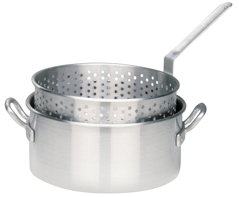Bayou Classic 1201 Fryer Pot, 10 qt Capacity, 18 ga Gauge, Aluminum, Riveted Handle