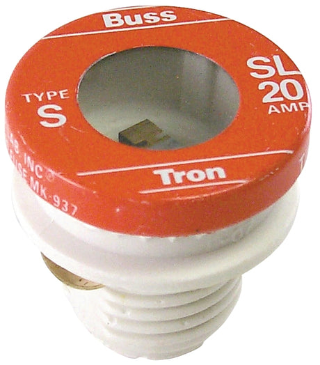 Bussmann SL-20 Plug Fuse, 20 A, 125 V, 10 kA Interrupt, Time Delay Fuse, Low Voltage
