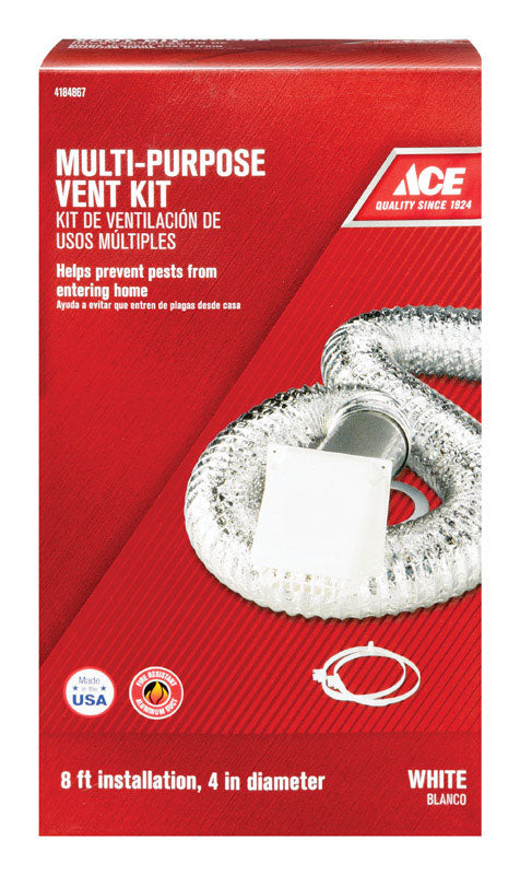 Ace 96 in. L X 4 in. D Silver/White Aluminum Dryer Vent Kit