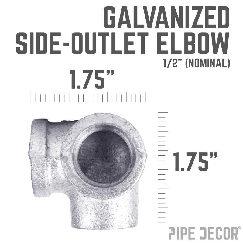STZ Industries 1/2 in. FIP each X 1/2 in. D FIP 1/2 in. D FIP Galvanized Malleable Iron Side Out Elb
