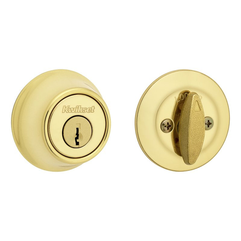Kwikset 665 3 SMT 6AL STR KP K3 Deadbolt, 3 Grade, Keyed Key, Zinc, Polished Brass, 2-3/8, 2-3/4 in Backset, KW1 Keyway, Pack of 3