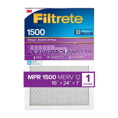 Filtrete 16 in. W X 24 in. H X 1 in. 1500 MPR Pleated Air Filter 1 pk, Pack of 4