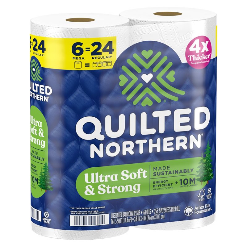 Quilted Northern 94429 Bathroom Tissue, 2-Ply, Paper, Pack of 6