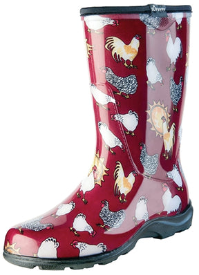 Sloggers 5016CBR-10 Rain and Garden Boots, 10, Chicken, Barn Red, Plastic Resin Upper