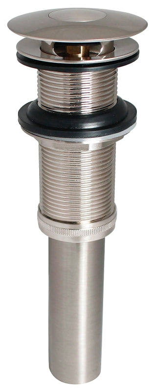 Stylewise K820-76BN Pushbutton Sink Drain, 1-1/4 in Connection, Brass, Brushed Nickel