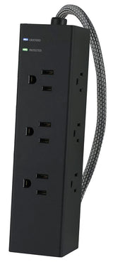Powerzone ORPBSUC404 Surge Strip, 6 ft L Cable, Black