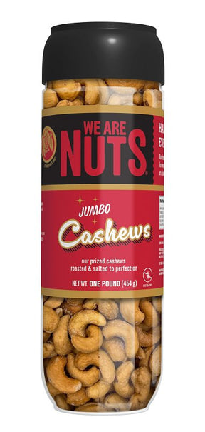 We Are Nuts 18026TJX Whole Extra-Large Cashew Snack, Roasted and Salted, 16 oz Jar, Pack of 12