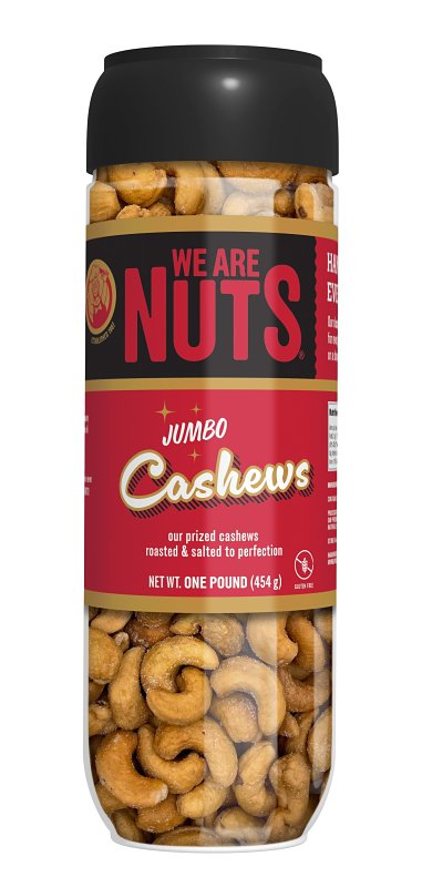 We Are Nuts 18026TJX Whole Extra-Large Cashew Snack, Roasted and Salted, 16 oz Jar, Pack of 12
