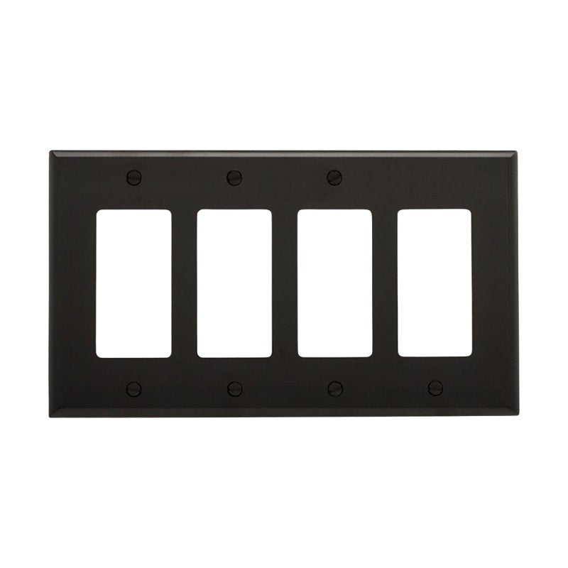 Eaton Wiring Devices PJ264BK Wallplate, 4.87 in L, 8.56 in W, 4-Gang, Polycarbonate, Black, High-Gloss, Pack of 10
