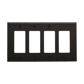 Eaton Wiring Devices PJ264BK Wallplate, 4.87 in L, 8.56 in W, 4-Gang, Polycarbonate, Black, High-Gloss, Pack of 10