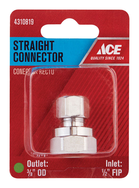 Ace 1/2 in. FPT X 3/8 in. D Compression Brass Straight Connector