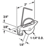 Prime-Line B 515 Roller Assembly, 1-1/4 in Dia Roller, 1/4 in W Roller, Steel, Gray, 2-Roller