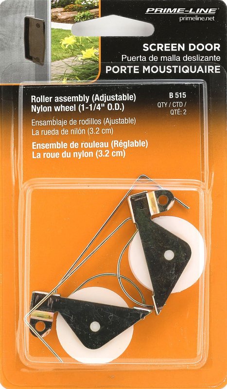 Prime-Line B 515 Roller Assembly, 1-1/4 in Dia Roller, 1/4 in W Roller, Steel, Gray, 2-Roller