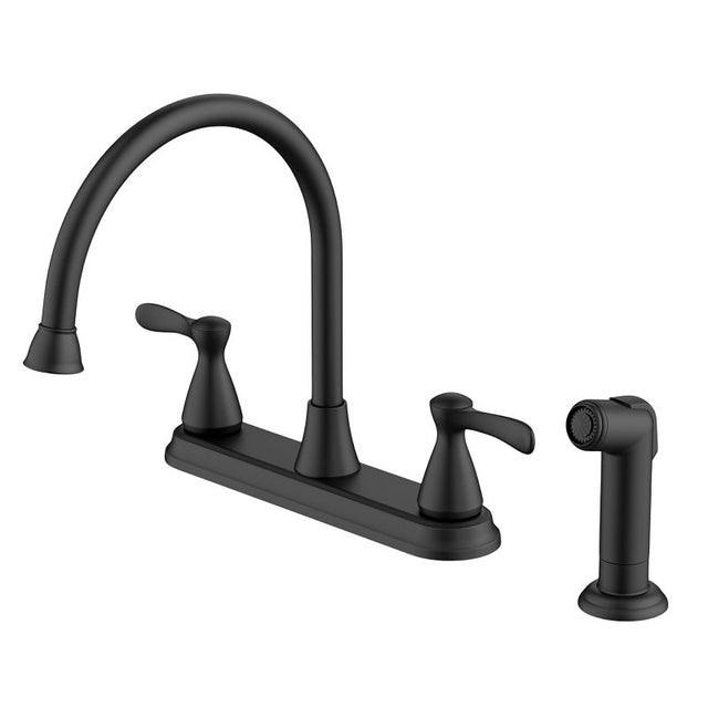 Boston Harbor 25PB019-001 Widespread Kitchen Faucet, 1.8 gpm, Metal/Plastic, Matte Black, 8 in Faucet Centers, Yes