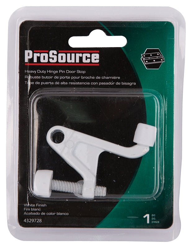 ProSource H6810017W-PS Heavy-Duty Hinge Pin Door Stop, 2-3/4 in Projection, Die-Cast Zinc & Plastic, White