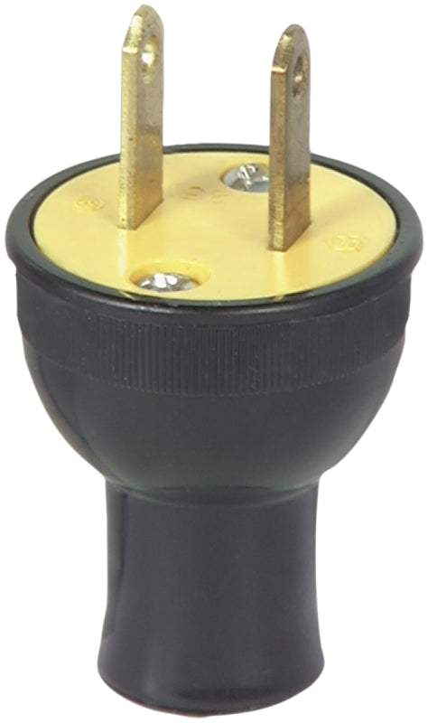 Eaton Wiring Devices 3123BK-BOX Electrical Plug, Round, 13/32 in, 2-Pole, 15 A, 125 V, NEMA: NEMA 1-15, Black, 2-Wire, Pack of 25