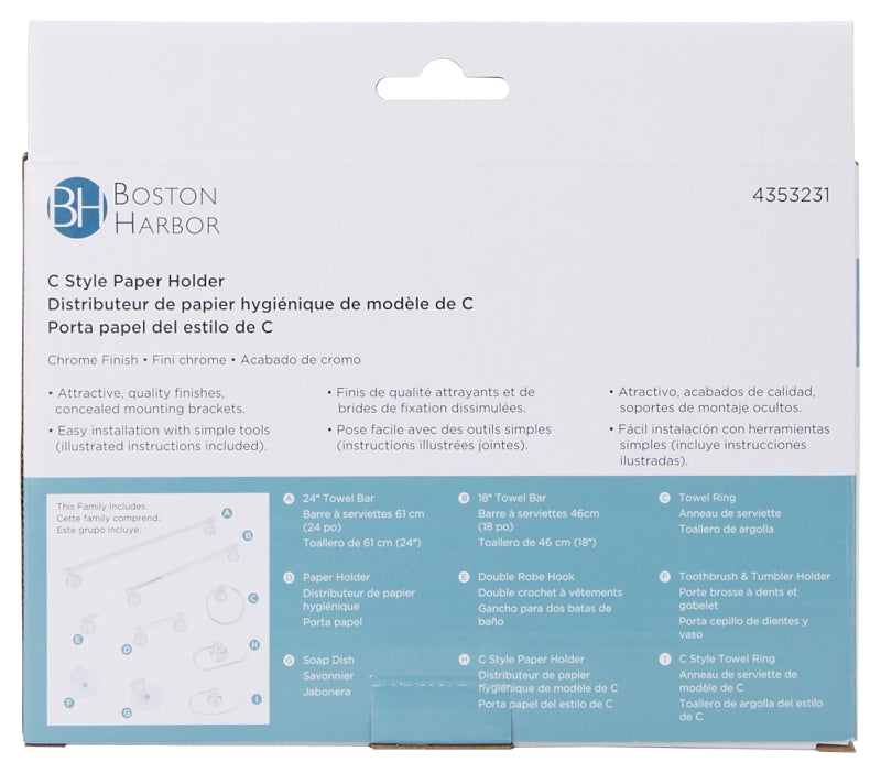 Boston Harbor 5055C-26-10-SOU C-Style Paper Holder, Steel/Zinc, Chrome