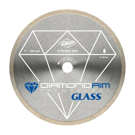 QEP Glass Series 6-7007GL Saw Blade, 7 in Dia, 5/8 in Arbor, Continuous Rim