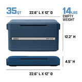 Coleman Snap 'N Go Series 2227724 Collapsible Hard Cooler, 35 qt Cooler, Polypropylene, Sapphire, 48 hr Ice Retention