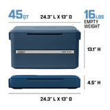 Coleman Snap 'N Go Series 2227723 Collapsible Hard Cooler, 45 qt Cooler, Polypropylene, Sapphire, 55 hr Ice Retention