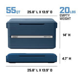 Coleman Snap 'N Go Series 2227725 Collapsible Hard Cooler, 55 qt Cooler, Polypropylene, Sapphire, 64 hr Ice Retention