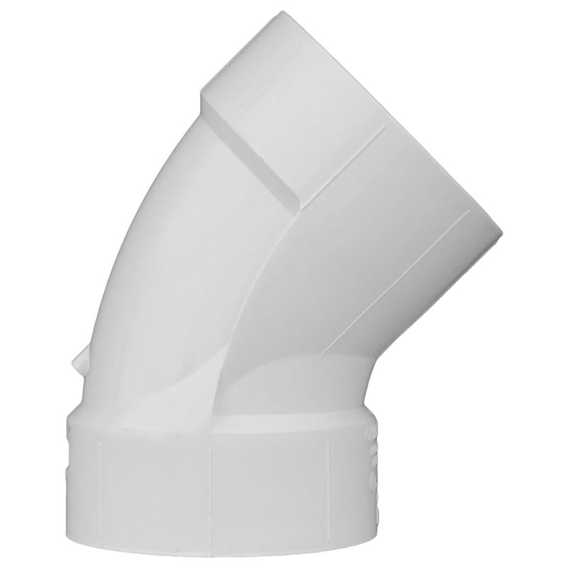 Charlotte Pipe Schedule 40 4 in. Hub X 4 in. D Hub PVC 45 Degree Elbow 1 pk