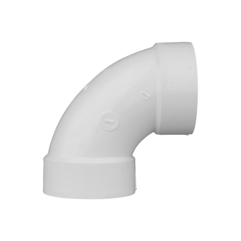 Charlotte Pipe Schedule 40 4 in. Hub X 4 in. D Hub PVC 90 Degree Elbow 1 pk