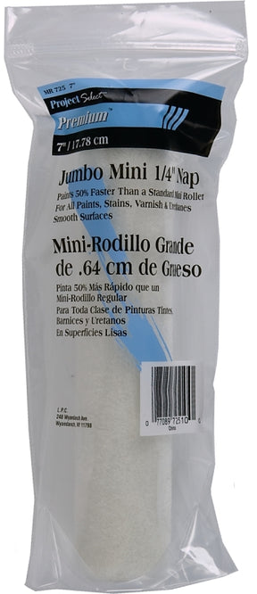 Linzer MR725 Roller Cover, 1/4 in Thick Nap, 6-1/2 in L, Fabric Cover, White