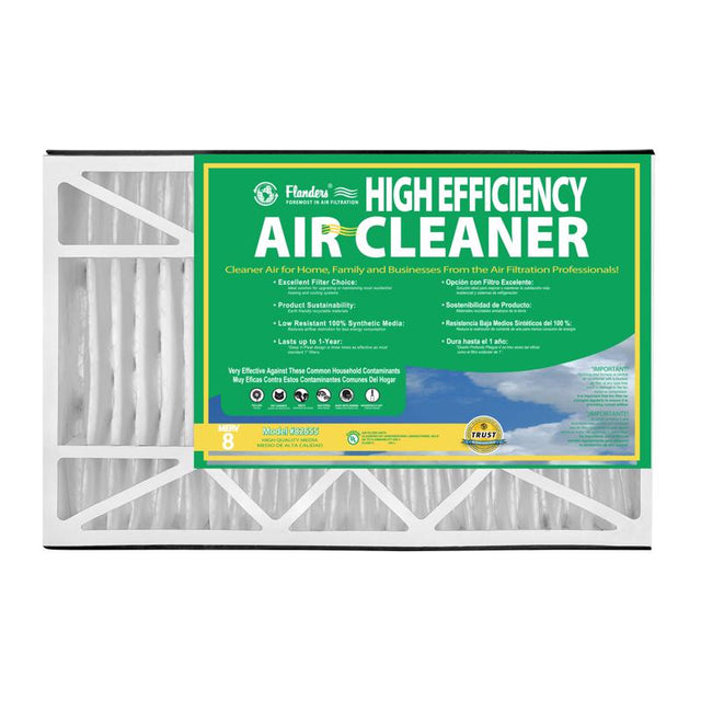 Flanders 16 in. W X 20 in. H X 5 in. Synthetic 8 MERV Pleated Air Filter 1 pk, Pack of 2