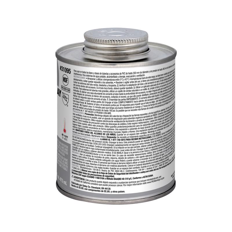 Oatey Heavy Duty Gray Cement For PVC 16 oz