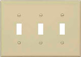 Eaton PJ3V Wallplate, 4.87 in L, 6-3/4 in W, 3-Gang, Polycarbonate, Ivory, High-Gloss, Pack of 15
