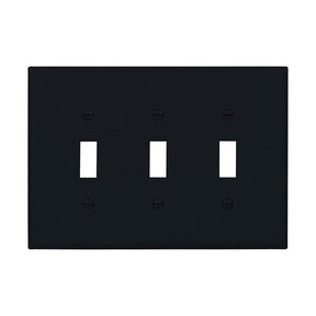 Eaton Wiring Devices PJ3BK Wallplate, 4.87 in L, 6-3/4 in W, 3-Gang, Polycarbonate, Black, High-Gloss, Pack of 15