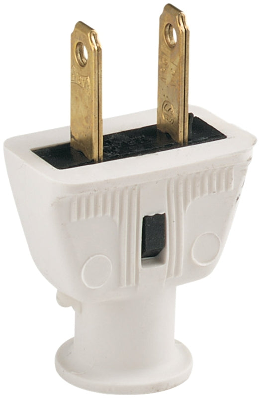 Eaton Wiring Devices BP183W-SP-L Electrical Plug, Straight, 21/64 in, 2-Pole, 15 A, 125 V, NEMA: NEMA 1-15, White