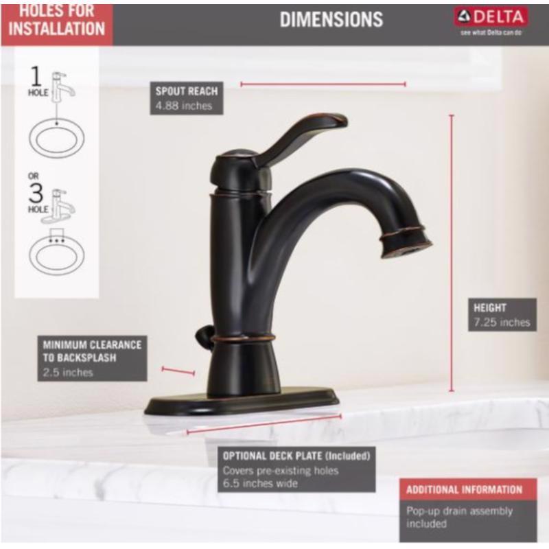 Delta Porter Oil Rubbed Bronze Contemporary Bathroom Faucet 4 in.
