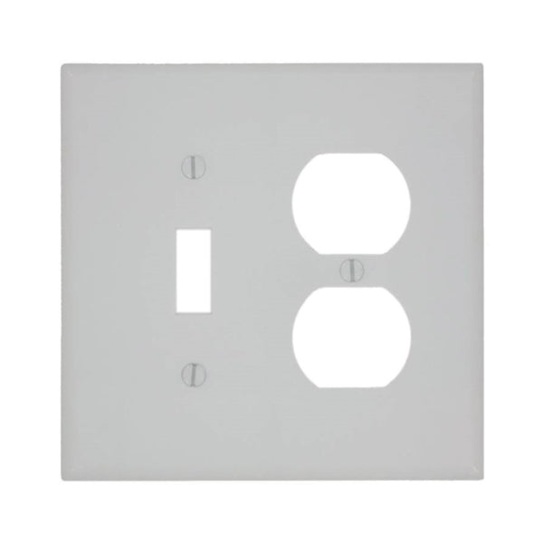 Leviton 80505-W Combination Wallplate, 4-3/8 in L, 3-1/8 in W, Midway, 2 -Gang, Plastic, White, Device Mounting