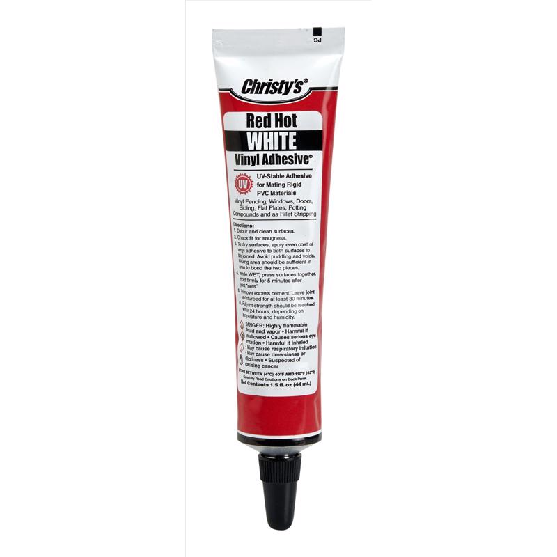 Christy's Red Hot White Adhesive and Sealant For PVC/Vinyl 1.5 oz