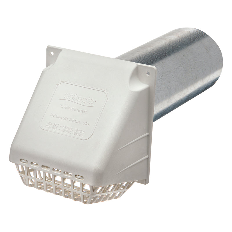 Deflect-O Jordan 14.75 in. L X 4 in. D Silver/White Aluminum/Plastic Vent Dryer Hood