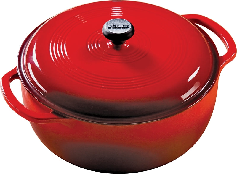 Lodge EC6D43 Dutch Oven, 6 qt, Iron, Red, Loop Handle