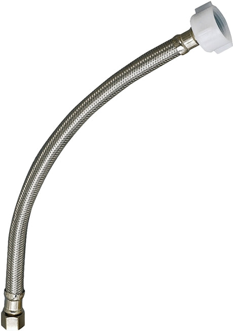 Plumb Pak EZ Series PP23854 Toilet Supply Tube, 3/8 in Inlet, Flared Inlet, 7/8 in Outlet, Ballcock Outlet, 12 in L