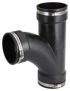 ProSource QT-400 Flexible Pipe Tee, PVC, Black